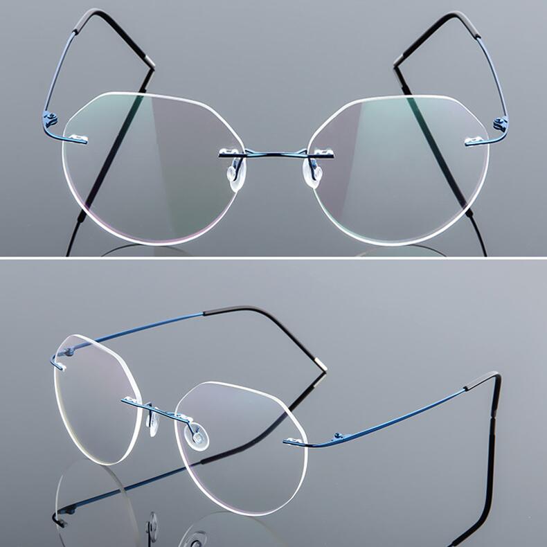 

Foldable Leg Polygon Nearsighted Eyeglasses Metal Rimless 161 index Anti-blue Light Prescription Spectacles 0 -0.5 -0.75 To -6 0