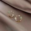 Korean Round Pink Green Crystal Stud for Women 2024 Design Classic Sweet Flower Cirlce Earrings Jewelry Fashion Brincos