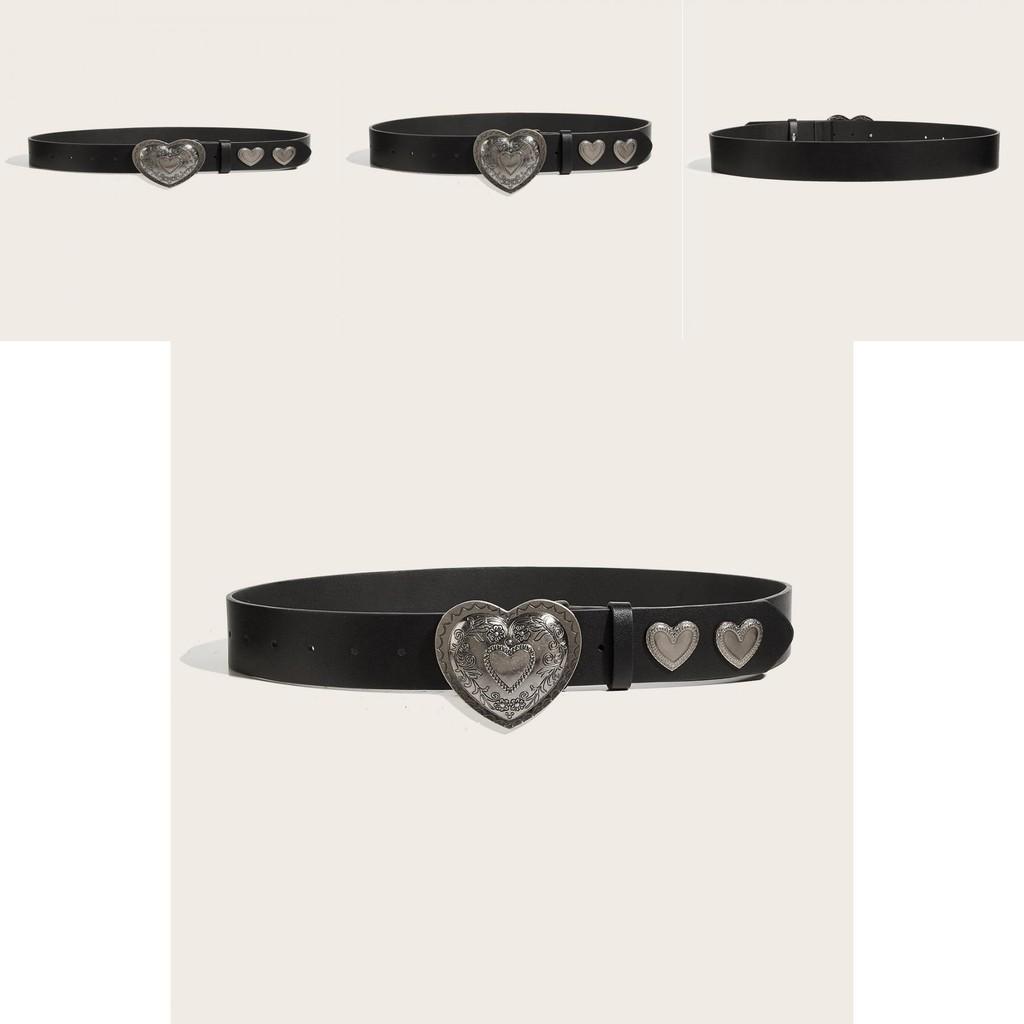 Leather Belt With Heart Buckle For Casual Youth Fashion