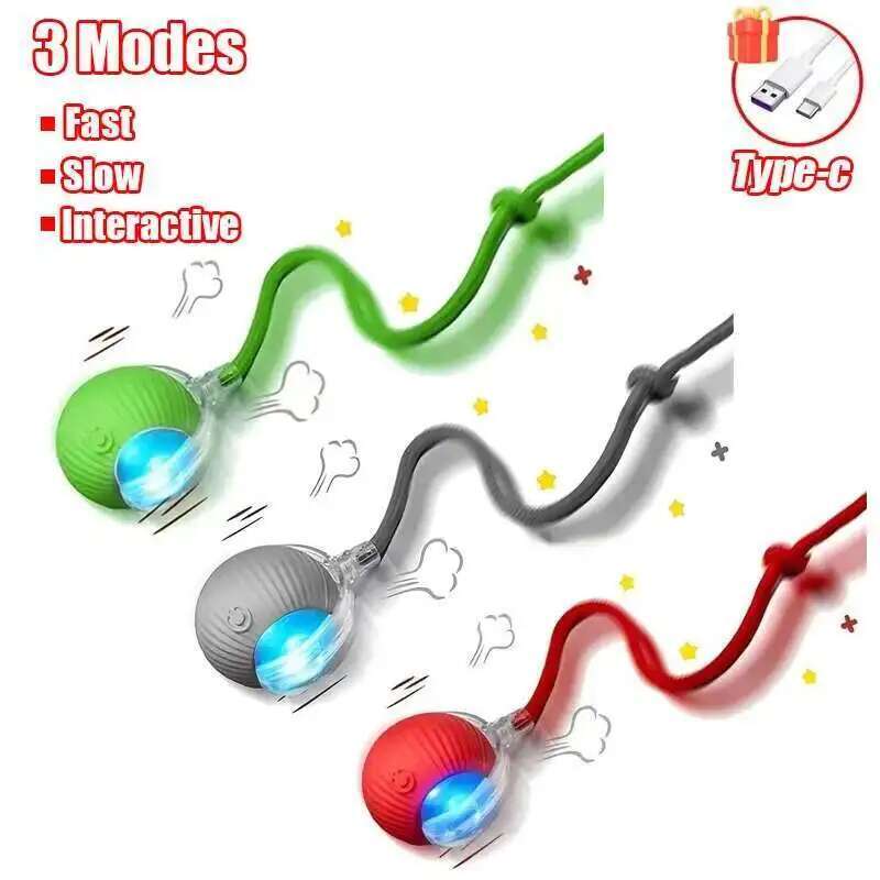 Smart Dog Interactive Ball Toys Automatic Rolling Ball Rechargeable Electric Pet Interactive Toy Dog Cat Training Imitate Mouse