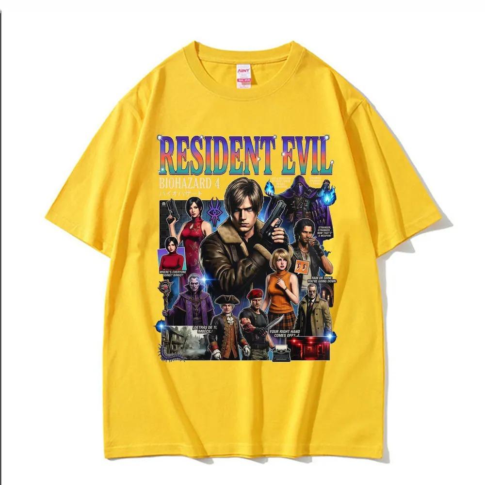 Resident Evil 4 Biohazard Full Character Collage Graphic Oversized T-Shirt Retro Horror Game Streetwear Women And Men T-shirts