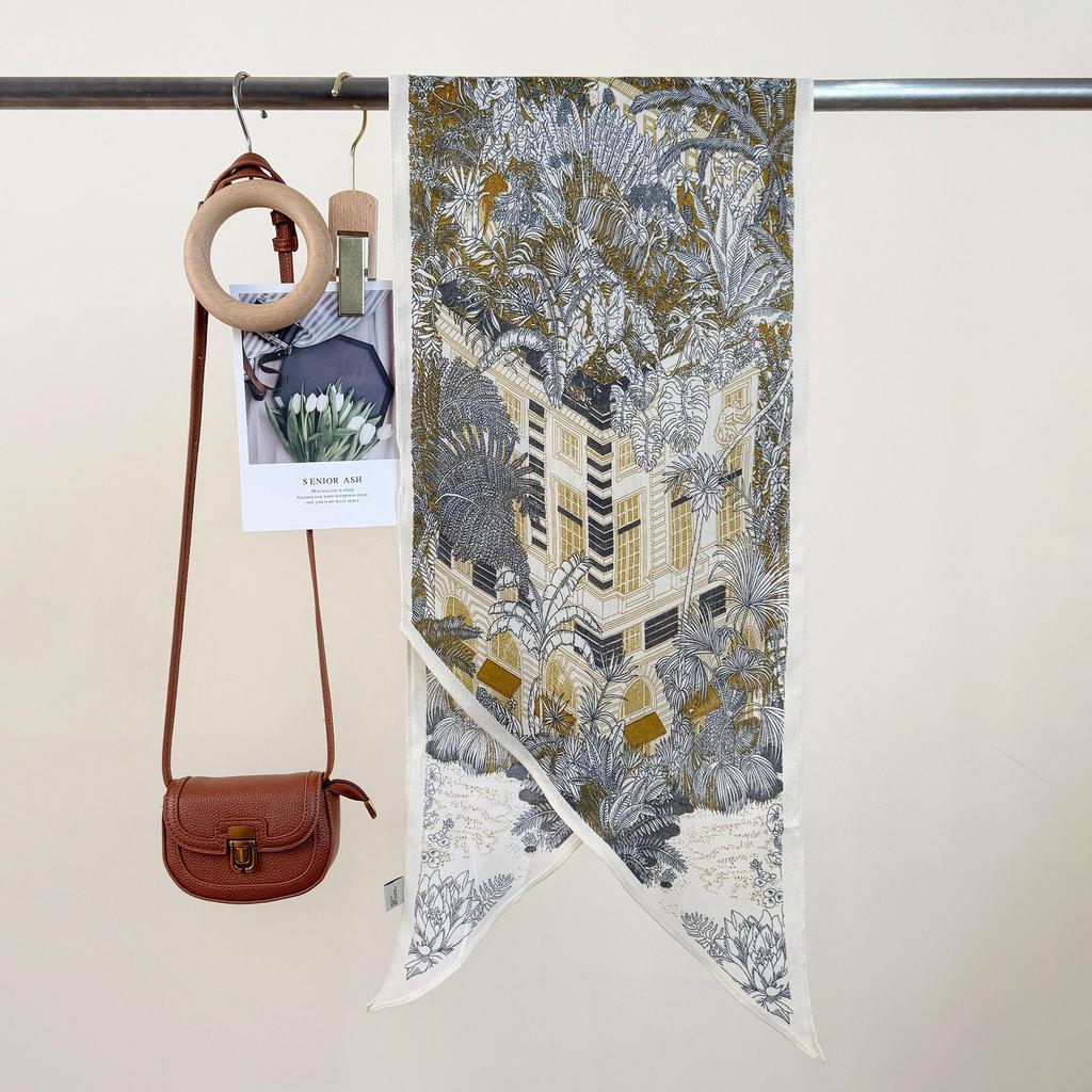 Spring Summer Trendy Age Reducing Mom New Thin Scarf Holiday Gift Niche Retro Secret Forest Printed