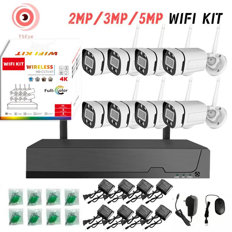 Waterproof Wireless Network Camera Kit with 4/8-Channel Voice Intercom and WiFi Surveillance NVR