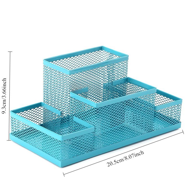 4 Grids Mesh Desk Organizer Office Supplies Pen Holder Multipurpose Space Saving Desk Organizer Storage Basket for Home Office