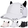 Unisex Circular Lron Ring Cow Horn Personality Baseball Caps Spring Autumn Outdoor Adjustable Casual Hats Sunscreen Hat