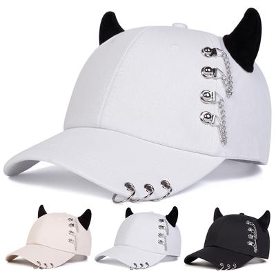 Unisex Ronde IJzeren Ring Koeienhoorn Persoonlijkheid Baseballpetten Lente Herfst Buiten Verstelbare Casual Hoeden Zonnehoed