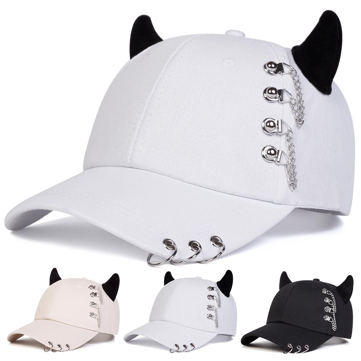 Yiran Bag Women's Unisex Circular Lron Ring Cow Horn Personality Baseball Caps Spring Autumn Outdoor Adjustable Casual Hats Sunscreen Hat