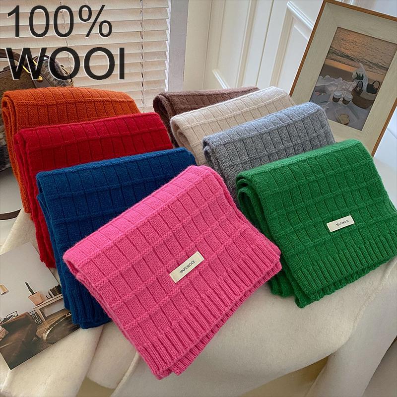 Women Warm Knitted Wool Scarf For Winter Solid Color Thickened Shawl Soft Scarves Cashmere Pashmina Neckerchief Blanket