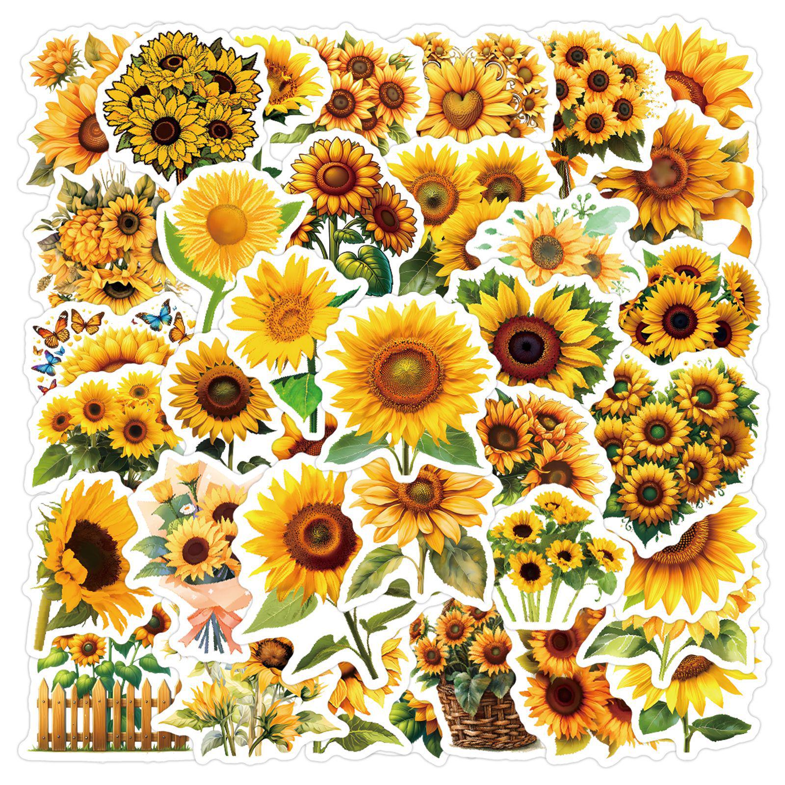 

60 Cross-border Sunflower Stickers for Suitcases, Water Cups, and Phones