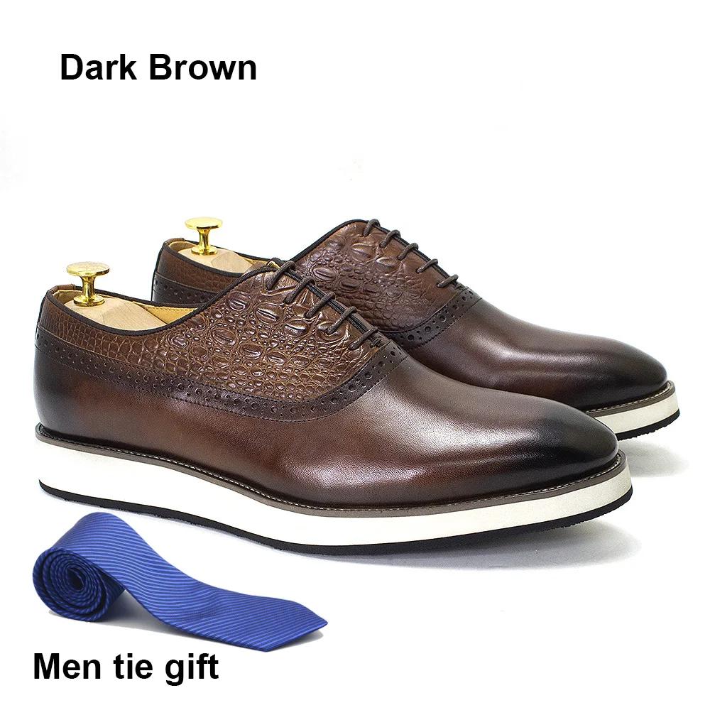 

Italian Luxury Mens Shoes Crocodile Prints Genuine Leather Flat Oxford Casual Business Social Shoe Male Sneakers Black Brown 47