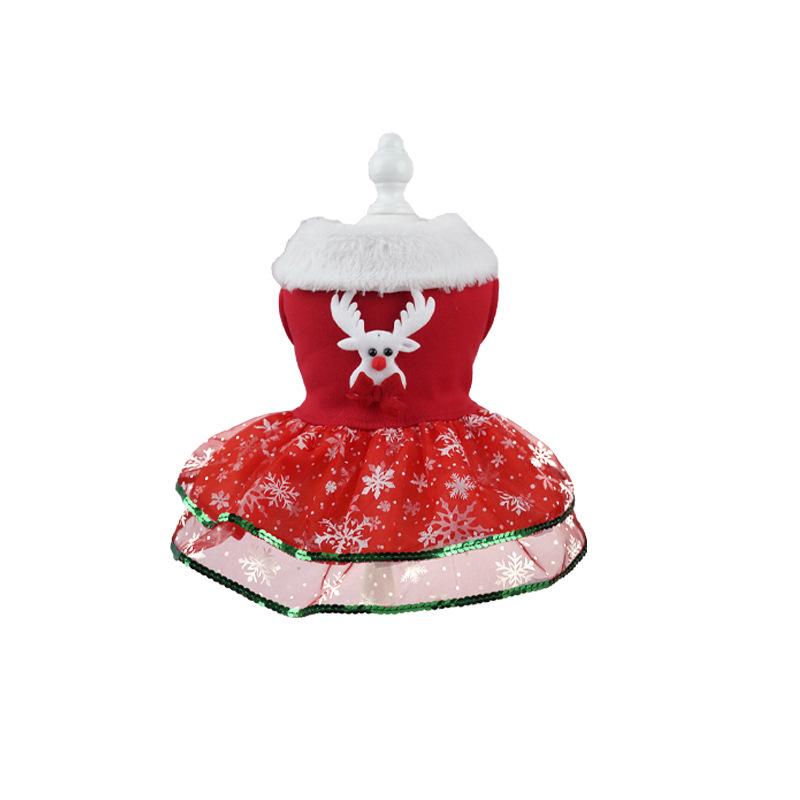 Christmas Pet Dress Dog Skirts Holiday Party New Year Christmas Dress Up Classic Dress Green Red Pet Decoration  Pet Clothes