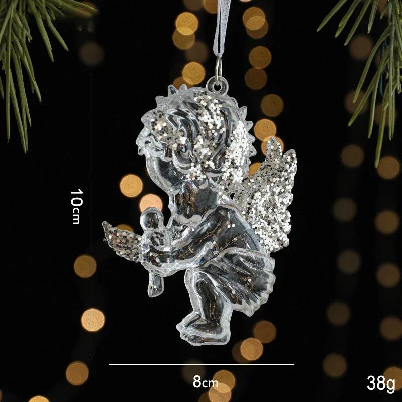 Weihnachts-Eiskristall-Anhänger Weihnachtsbaum-Anhänger Transparente Acryl-Engel-Licht Luxuriöse Szenen-Dekoration Requisiten Silvester 2025