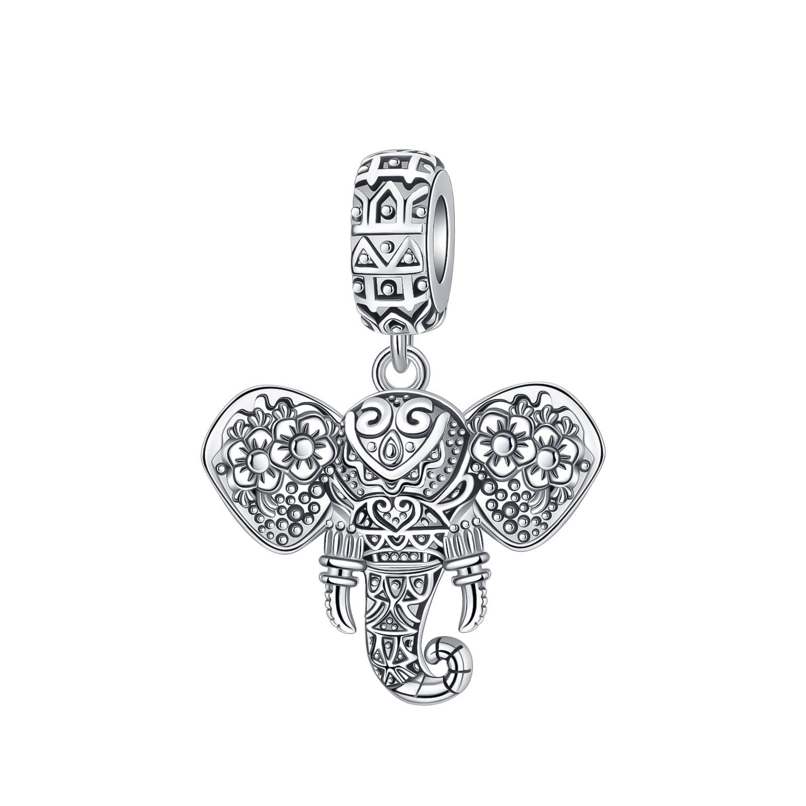 

Copper Family Elephant Flower Animal Series Charms Fits Genuine Charm Bracelet Women DoItYourself Jewellery Gifts