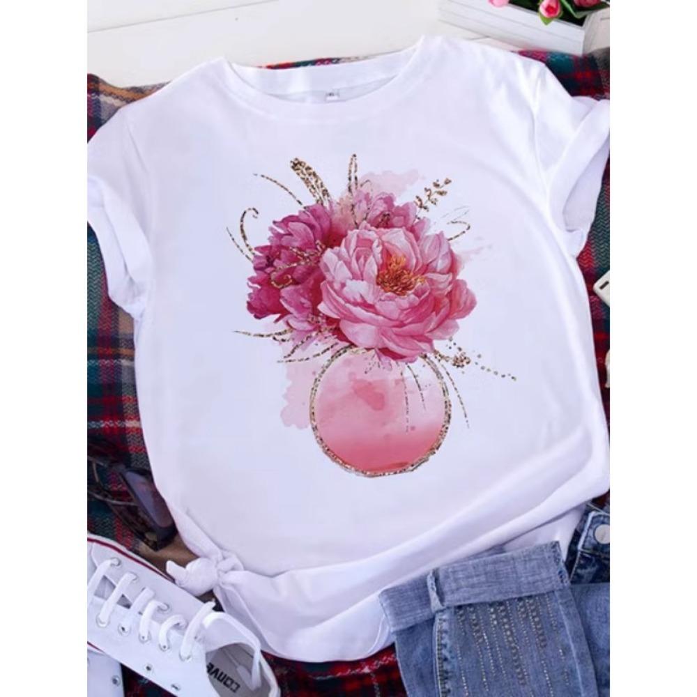 Plus Size Brave Soul L American Retro Letters Love White T-shirt Women Short Sleeve Round Neck Casual Top Summer Aesthetics Tops