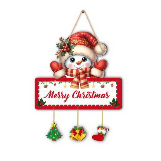 Decorative Elk Wooden Sign Christmas Winter Hanging Sign, Snowman Plaque, Festive Party Supplies Door for Holiday Home Decor Wall