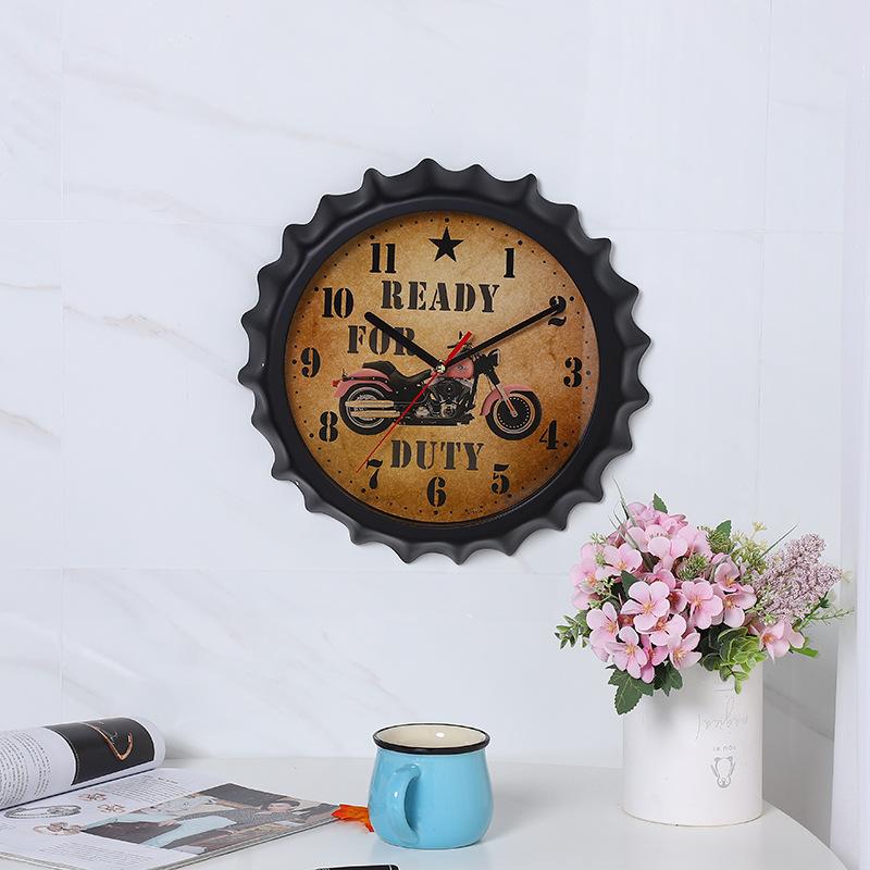 

Ретро настенные часы из крышки бутылки 14-дюймовые часы простая гостиная персонализированные домашние тихие электронные кварцевые часы A15504