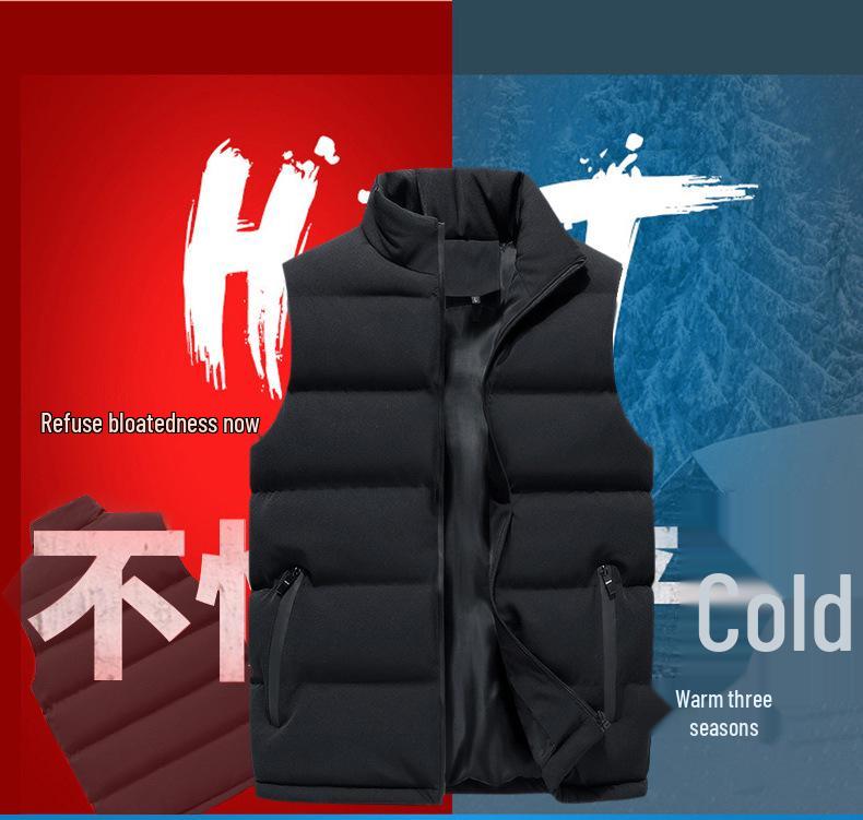 Men's Casual Loose Cotton Vest - 2021 Autumn/Winter, Stand Collar, Thick & Warm