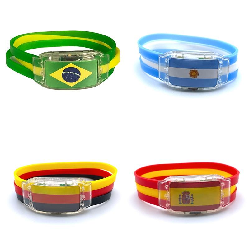 2022 World Cup Led Lighted Flag Silicone Bracelet Durable And Comfortable Sports Wristband