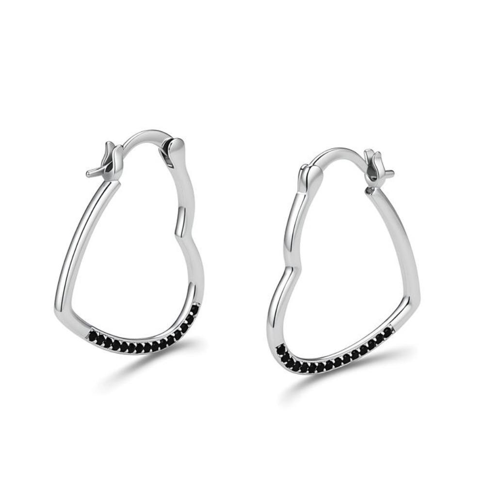 Black Awn Schwarze Schmuck-Creolen in Herzform für Damen