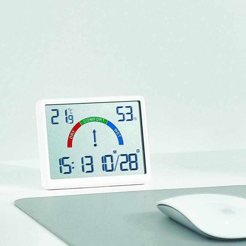 Color Screen Temperature and Humidity Meter Clock Multifunctional Large Screen Indoor Household Electronic Alarm Clock Thermometer