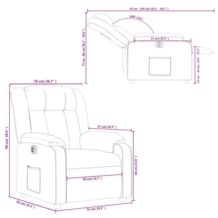 VidaXL Electric Recliner, Relaxation Chair with Backrest, Seat with Armrests, TV Armchair for Living Room 3205292