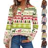 Women's Christmas Printed Long Sleeve Shirt, Casual Holiday Top