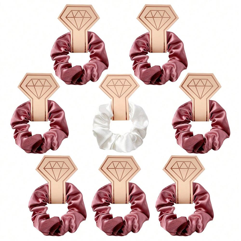 8 шт. Подарки-предложения для подружек невесты Шёлковая резинка для волос Аксессуары для волос Подарки для девичника Свадебная вечеринка подружек невесты розовый