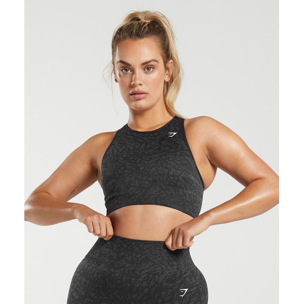 Gymshark Adapt Animal Seamless Sports Bra Wild   Black B3a5m Bbqb