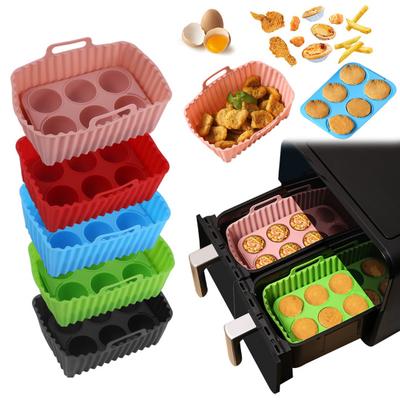 Air Fryer Liners Silicone Baking Tray Rectangular Non-Stick Mold for Cakes Jelly Pudding Dishwasher Safe Air Fryer Accessories