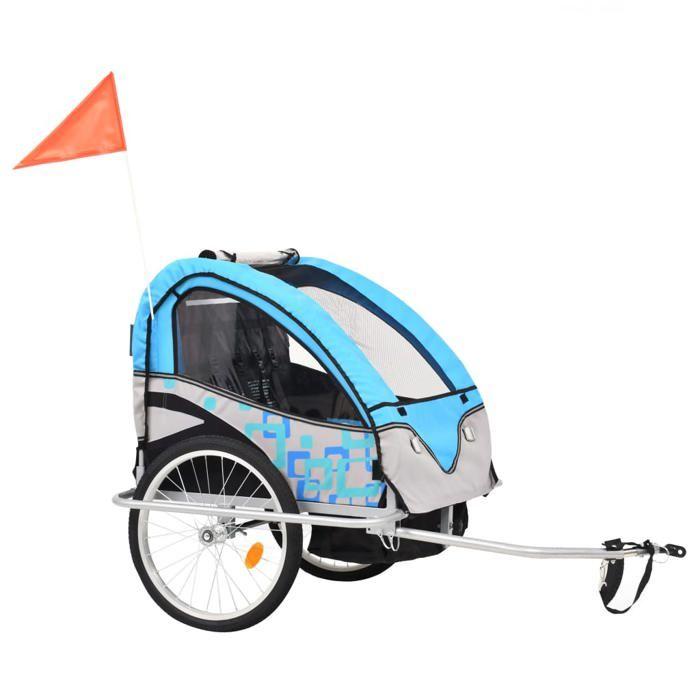 VidaXL 2-in-1 Bike Trailer and Stroller, Bicycle Cart with Seat, Bicycle Trailer, Transport Cart, Blue 91377