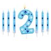 0-9 Blue and White Dog Birthday Candle Cake Top Digital Birthday Candle, Used for Boy and Girl Dog Claw Decoration Candles