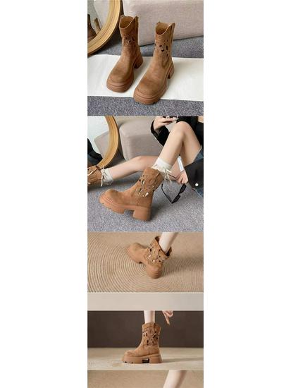 2025 Retro Thick-Soled Breathable Cowboy Mid-Calf Boots