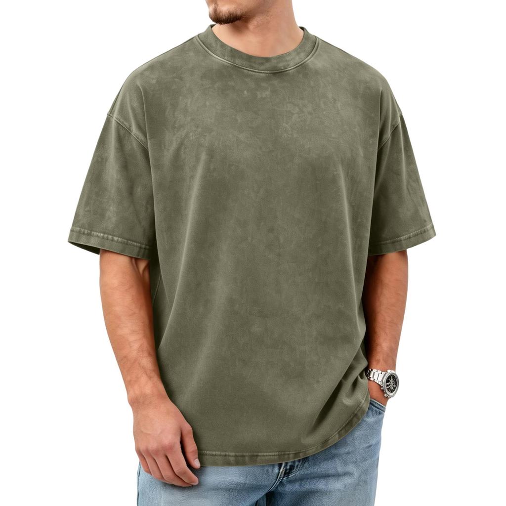 Herren Washed Distressed Baumwolle Rundhals Kurzarm T-Shirt | Lässige Vintage T-Shirts Für Den Täglichen Gebrauch