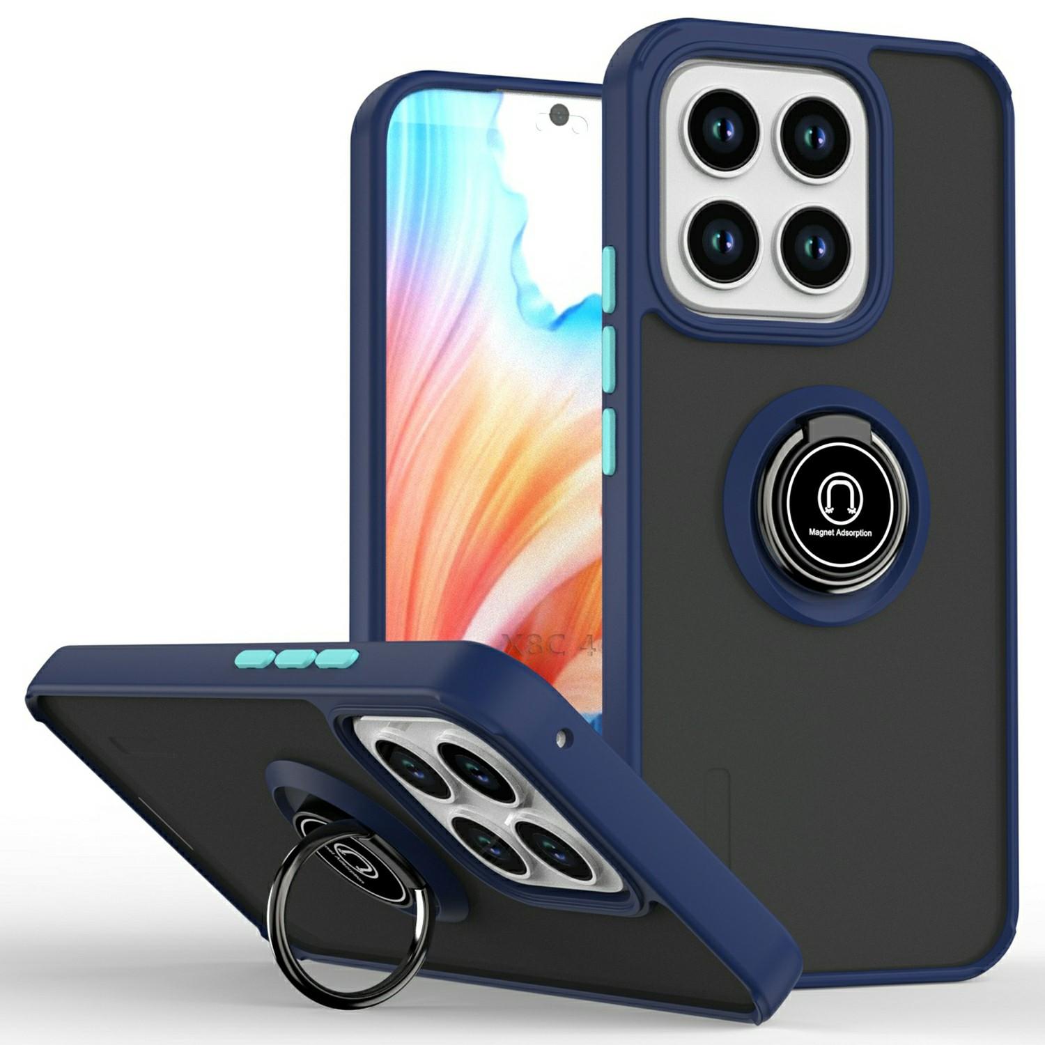 

For Honor X8c 4G Case Ring Holder Kickstand TPU+Acrylic Phone Cover Sapphire