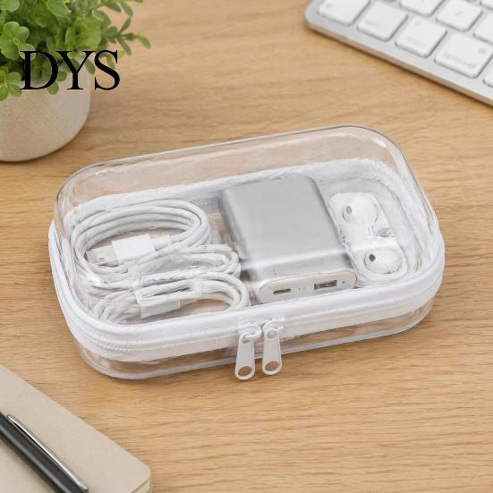 Earphone Cable Carrying Case Clear Zipper Storage Bag, Durable Hard Shell Portable Case, Pill Box for Travel Dustproof Container, Headphones Pills And