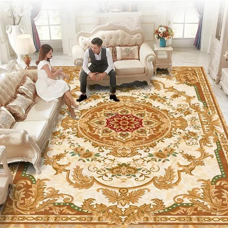 European Retro Large Rugs for Living Room Home Decoration Luxury Bedroom Carpet Washable Sofa Table Mat High-end Cloakroom Rug