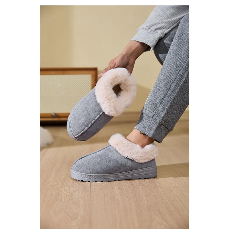 Cross-border wholesale bag heel thick-soled snow boots velvet outer cotton shoes winter couple casual home non-slip cotton slippers