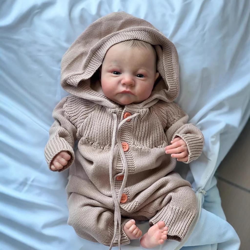 49cm Realistic Reborn Doll Baby Girl Doll -Full Body Silicone Bath Doll 3D Skin with Visible Veins & Hand-Rooted Hair