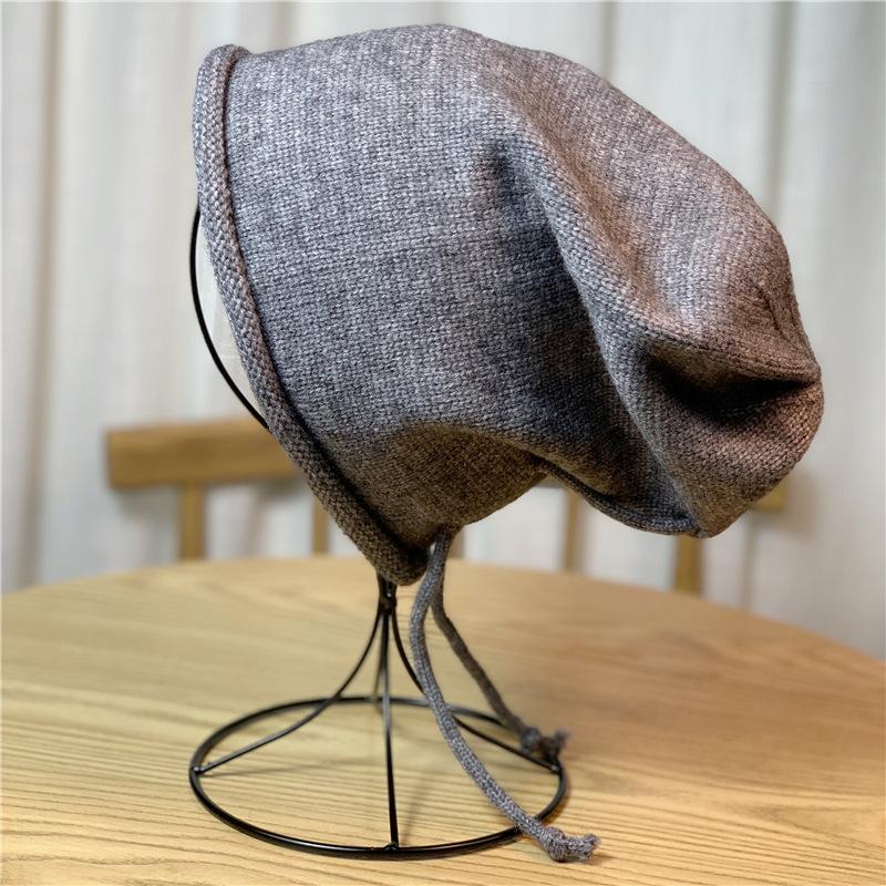 Knitted Woolen Hat for Women In Autumn and Winter Large Brim Versatile Pullover Hat Cold Hat Confinement Hat Pile of Hats Fashionable Hats