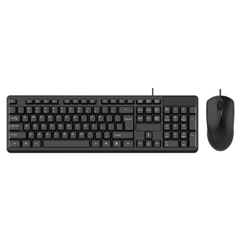 

Corded Keyboard and Mouse Combo Full Sized Ergonomic Computer Keyboard Optical Corded Mouse for Desktop/Laptop/PC 1