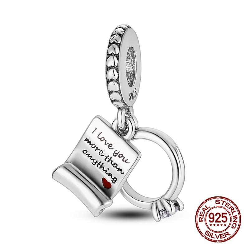 Copper Heart Shaped Daughter Mom Charm Beads Fit 4Mm Hole Diameter Bracelets Fine Diy Mother'S Day Jewelry Gift