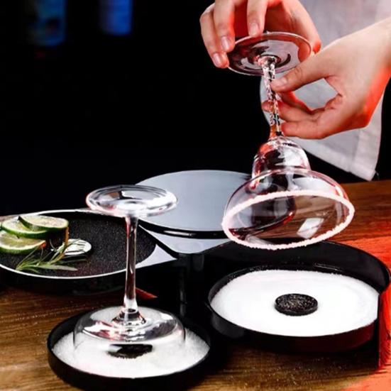 3-Tier Margarita Salt Rim Box for Large Glasses Double Compartment Glass