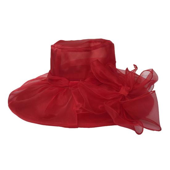 Women Sun Hat Organza Bowknot Decor Wide Brim UV Protection Hat Lightweight Breathable Foldable Tulle Hat Headwear