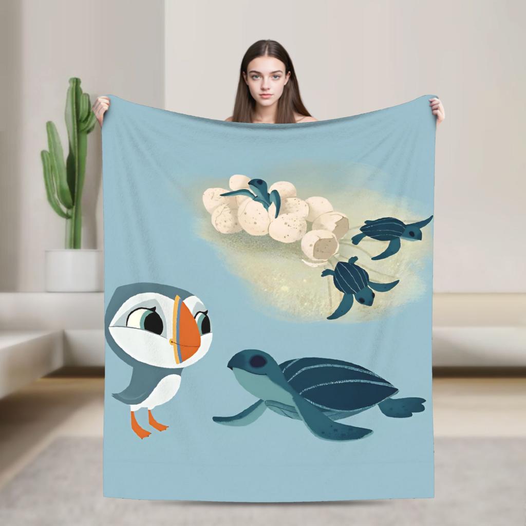 Puffin Rock Oona Baba Fashion Blankets Fleece Cartoon TV Watercolor Soft Throw Fashion Blanket for Bedding Throws Quilt Multi-function