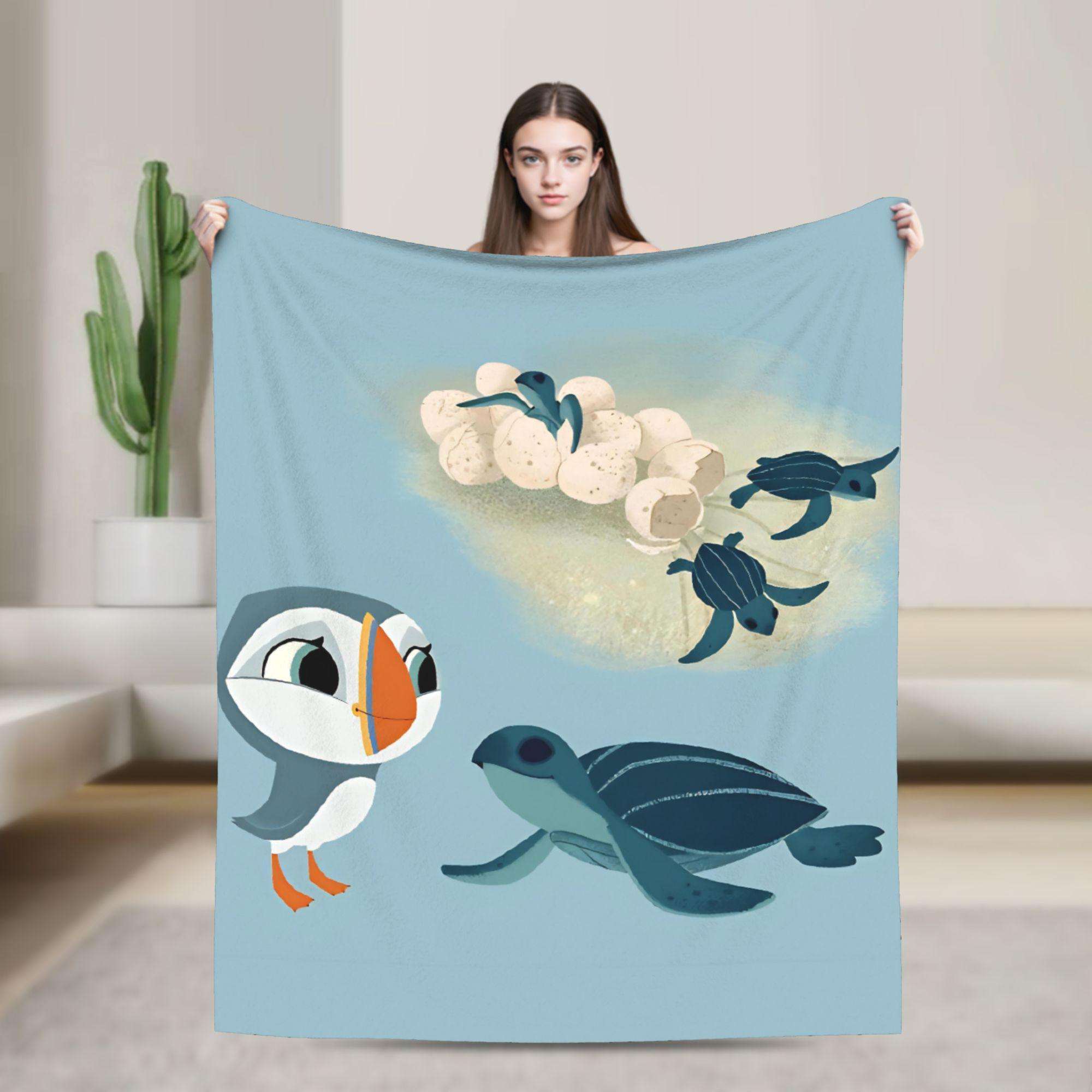 

Puffin Rock Oona Baba Blanket Flannel Decoration Cartoon TV Watercolor Multi-function Super Soft Throw Blankets for Office 75x90cm