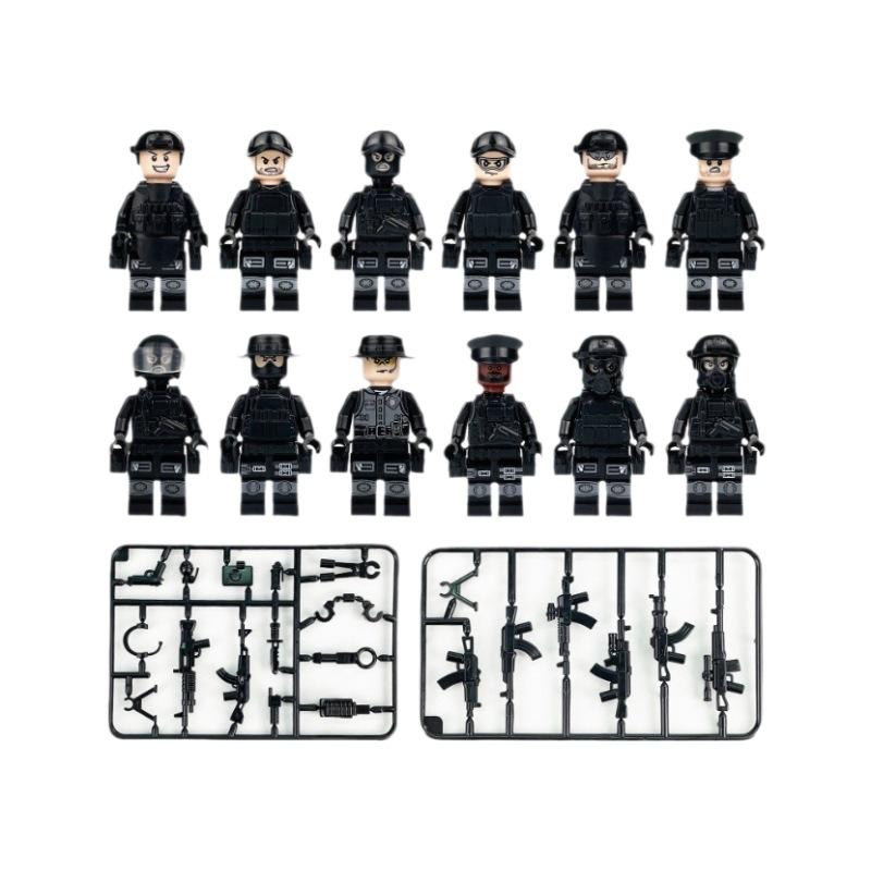 132 Bags 1620 City Black Doll Weapon Military Police Figurine Children Building Block Soldier Toy