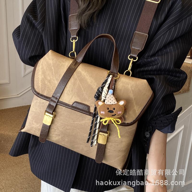 Premium texture backpack women's 2025 new fashion retro college student schoolbag going out commuting backpack travel bag