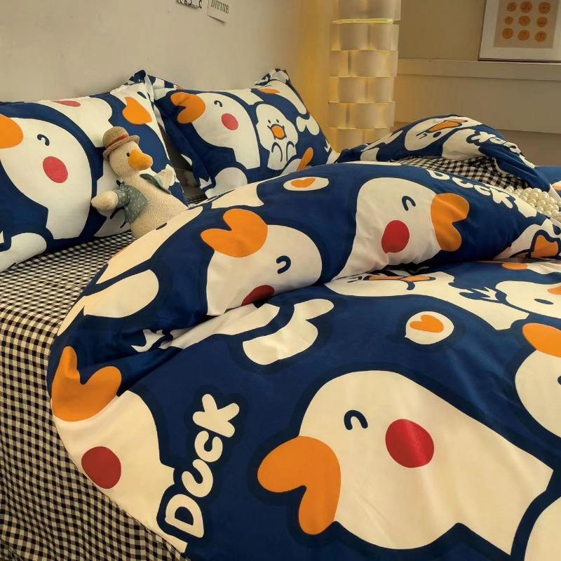 Cartoon Duvet Cover Household Dormitory Bedclothes Luxury King Queen Size Fashion Washable Home Textile Bedding Skin-friendly