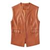 Sleeveless Pu Leather Vest Loose Large Size Women 'S Vest Cardigan Short Jacket Women