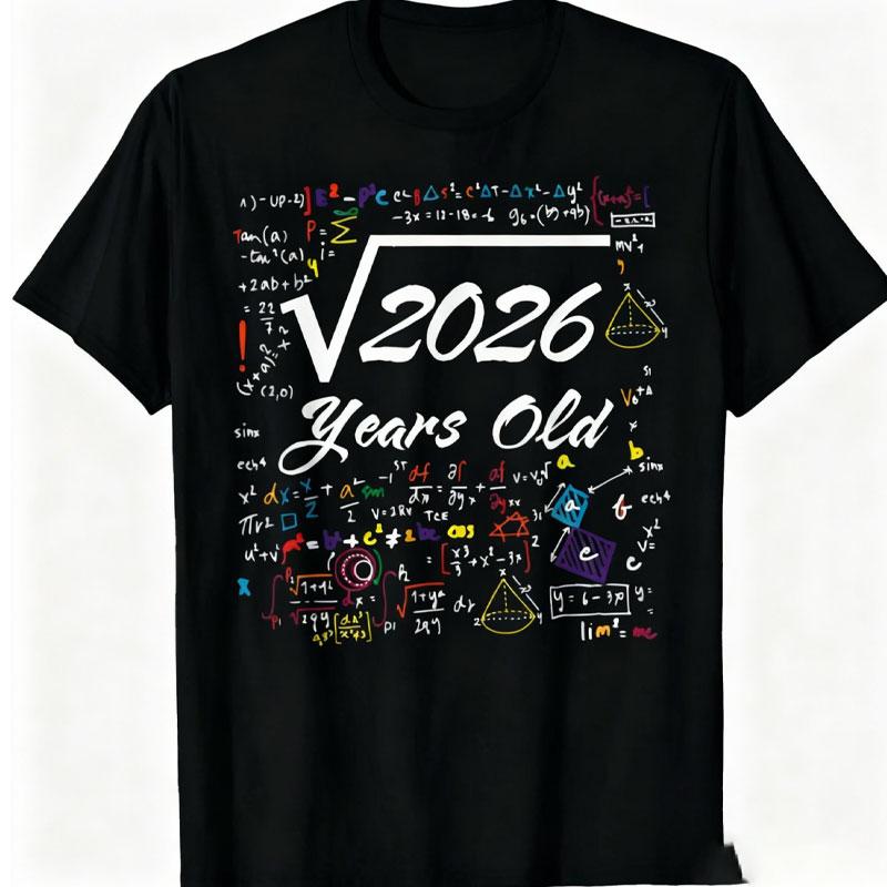 Square Root of 45th Birthday T-shirt Summer Short-sleeved Round-neck Tee Launched Relaxing Cott